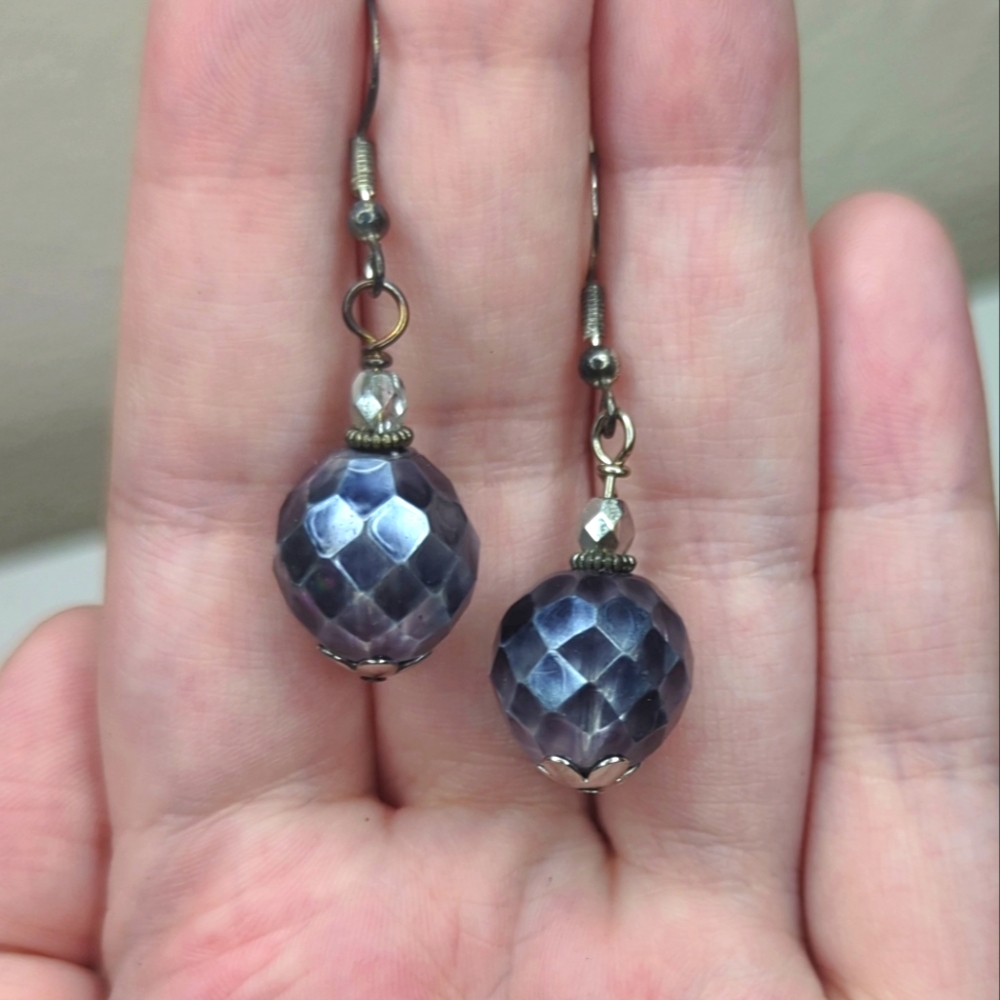 Shiny Black Disco Ball Earrings